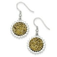 thumbnail image 1 of Sterling Silver With Yellow Druzy and Cubic Zirconia Round Shepherd Hook Earrings - Measures 36x18mm, 1 of 2