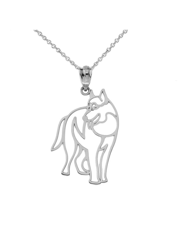 Sterling Silver Wolf Cut Out Pendant Necklace, 20" Chain
