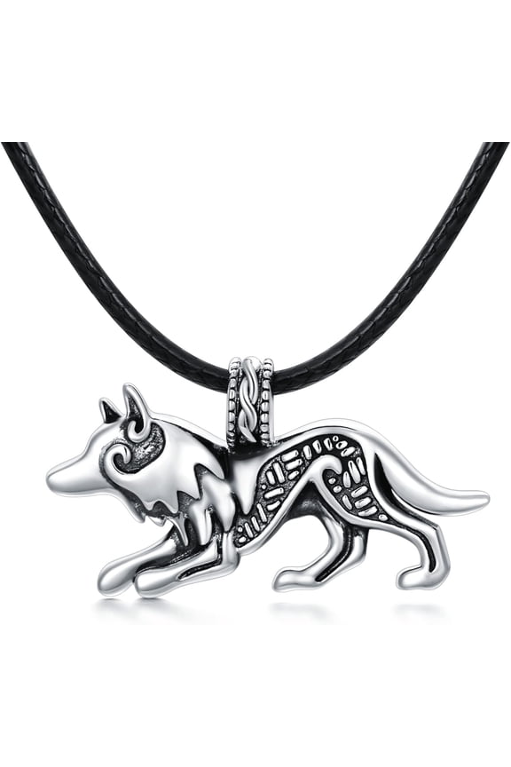 Sterling Silver Wolf Necklace Celtic Wolf Gift for Men Women (Celtic Wolf)