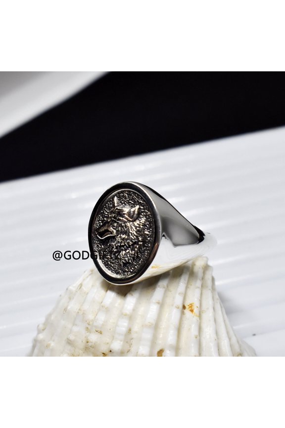 Sterling Silver Wolf Ring: Gothic Viking Animal Jewelry