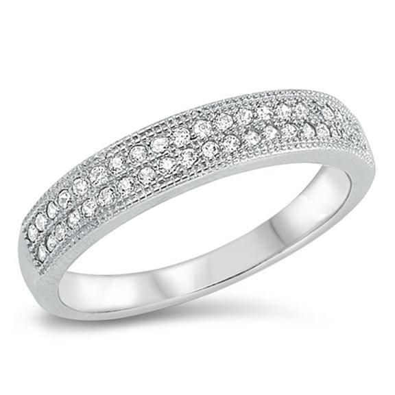 Sterling Silver Woman Men Wedding White CZ Channel Set Ring Band 4mm 925 Jewelry Female Size 6