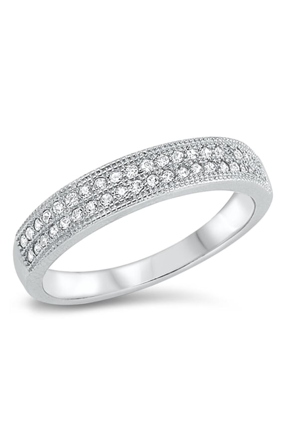 Sterling Silver Woman Men Wedding White CZ Channel Set Ring Band 4mm 925 Jewelry Female Size 6