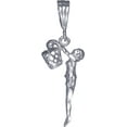 thumbnail image 1 of Sterling Silver Women Basketball Player Charm Pendant Necklace 1.5 Inches with Diamond Cut Finish and 18 Inch Rolo Chain, 1 of 2