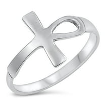 Sterling Silver Women's Ankh Cross Ring Wholesale 925 Band 12mm Jewelry Female Male Unisex Size 6
