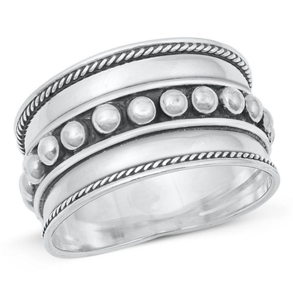 Sterling Silver Women's Bali Ring 925 Band 13mm Jewelry Female Male Unisex Size 10