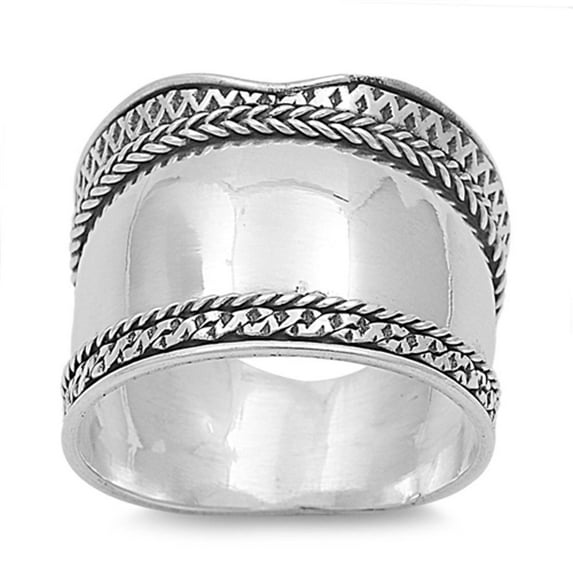 Sterling Silver Women's Bali Rope Ring Wide 925 Band Oxidized Jewelry Female Male Unisex Size 7
