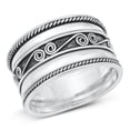 thumbnail image 1 of Sterling Silver Women's Bali Rope Ring Wide 925 Band Swirl Center Jewelry Female Male Unisex Size 6, 1 of 4