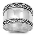 thumbnail image 1 of Sterling Silver Women's Bali Rope Ring Wide 925 Swirl Oxidized Band Jewelry Female Male Size 12, 1 of 4