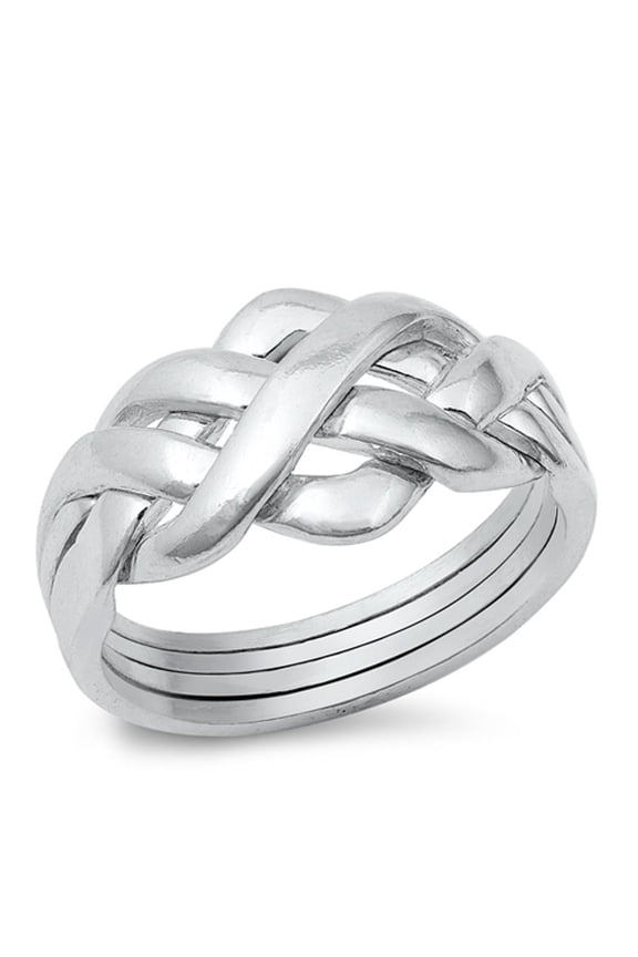 Sterling Silver Women's Braided Knot Cute Ring ( Sizes 4 5 6 7 8 9 10 11 12 13 ) Fashion 925 Band 11mm Rings (Size 7)