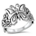 thumbnail image 1 of Sterling Silver Women's Butterfly Flower Ring 925 Band 16mm Jewelry Female Male Unisex Size 12, 1 of 4