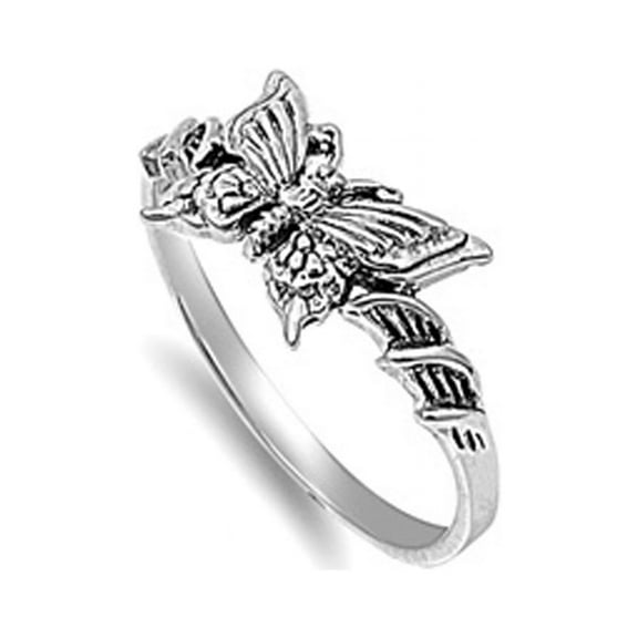 Sterling Silver Women's Butterfly Ring 925 Band 9mm Jewelry Female Male Unisex Size 6