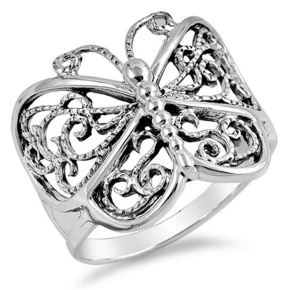 Sterling Silver Women's Butterfly Ring Wholesale 925 Band 19mm Jewelry Female Male Unisex Size 5