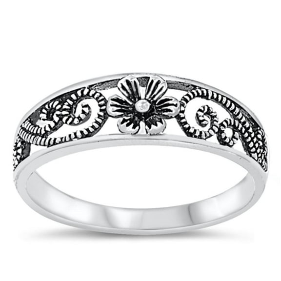 Sterling Silver Women's Celtic Flower Ring 925 Band 6mm Jewelry Female Male Unisex Size 10