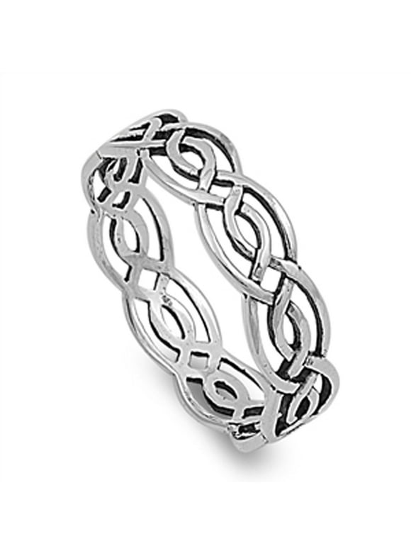 Sterling Silver Women's Celtic Infinity Knot Ring (Sizes 4-14) (Ring Size 10)