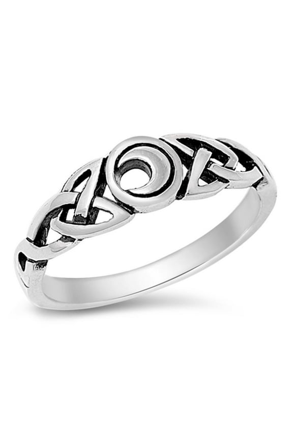 Sterling Silver Women's Celtic Moon Irish Ring 925 Band 6mm Jewelry Female Male Unisex Size 6