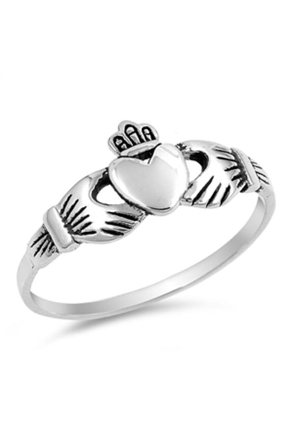 Sterling Silver Women's Claddagh Heart Ring Wholesale 925 Band 9mm Jewelry Female Male Unisex Size 3