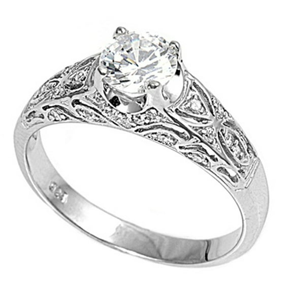 Sterling Silver Women's Clear CZ Engagement Ring 925 Band 6mm White Jewelry Female Size 3