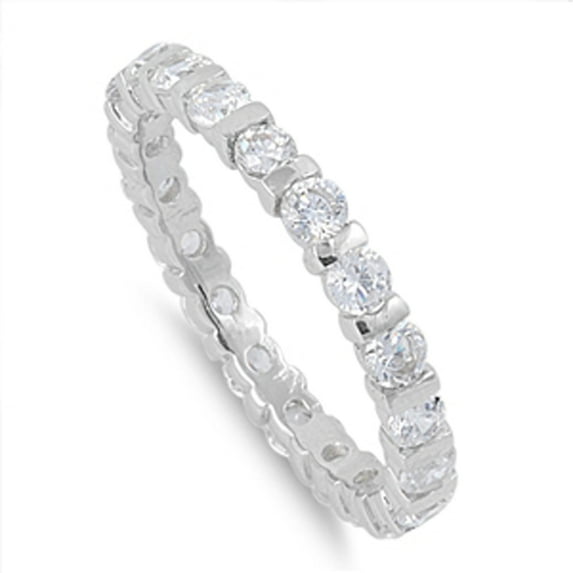 Sterling Silver Women's Clear Cubic Zirconia Eternity Ring Band 3mm White 925 Jewelry Female Size 5