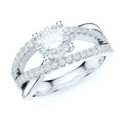 PRSTANI Sterling Silver Women's Criss Cross Ring with 1CT Simulated Round Diamond Crossover Infinity Twisted Engagement Ring (6)