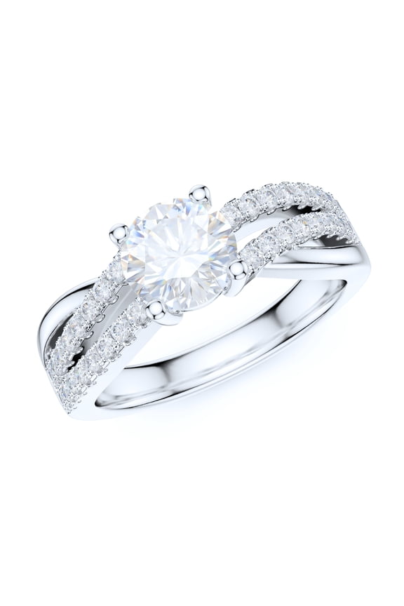 Sterling Silver Women's Crisscross Ring 1CT Simulated Round Brilliant Diamond Infinite Twisted Engagement Ring (5)