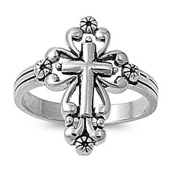 Sterling Silver Women's Cross Ring Christ Promise 925 Band 21mm Jewelry Female Male Unisex Size 12