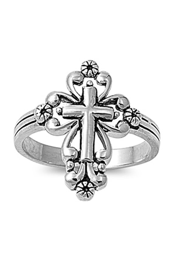 Sterling Silver Women's Cross Ring Christ Promise 925 Band 21mm Jewelry Female Male Unisex Size 5