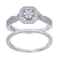 thumbnail image 1 of Sterling Silver Women's Cubic-Zirconia Duo Bridal Anniversary Engagement Wedding Ring Set Size 7, 1 of 2