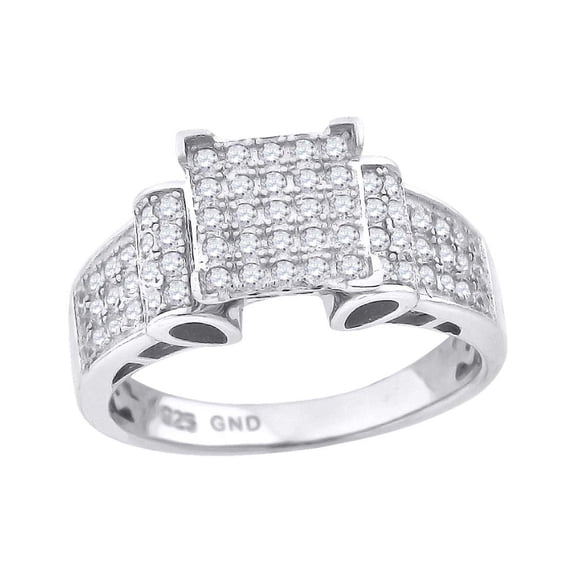 Sterling Silver Women's Cubic Zirconia Size-6 Square Head Bridal Wedding Anniversary Engagement Ring Band