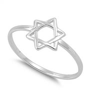 PRIME JEWELRY COLLECTION Sterling Silver Women's Cutout Star of David Ring (Sizes 2-13) (Ring Size 13)