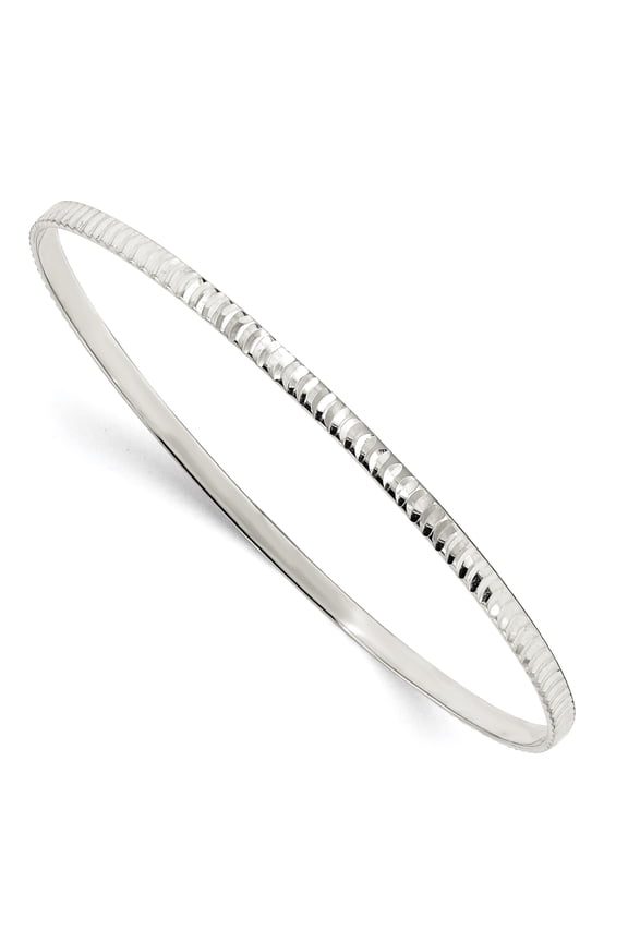 Sterling Silver Women's Diamond-Cut Polished Trendy Slip-on Bangle