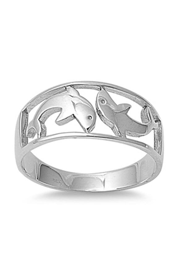 Sterling Silver Women's Dolphin Ring Wholesale 925 Band 9mm Jewelry Female Male Unisex Size 8