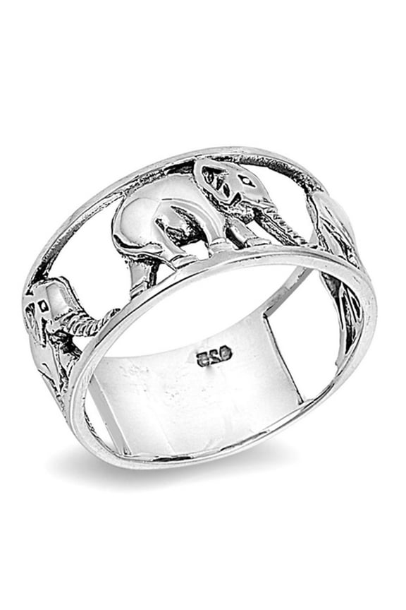 Sterling Silver Women's Elephant Ring Wholesale 925 Wide Band 10mm Jewelry Female Male Unisex Size 9