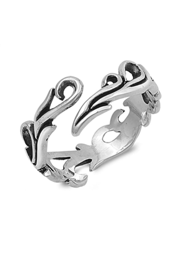 Sterling Silver Women's Fire Flame Ring 925 Band 5mm Jewelry Female Male Unisex Size 6