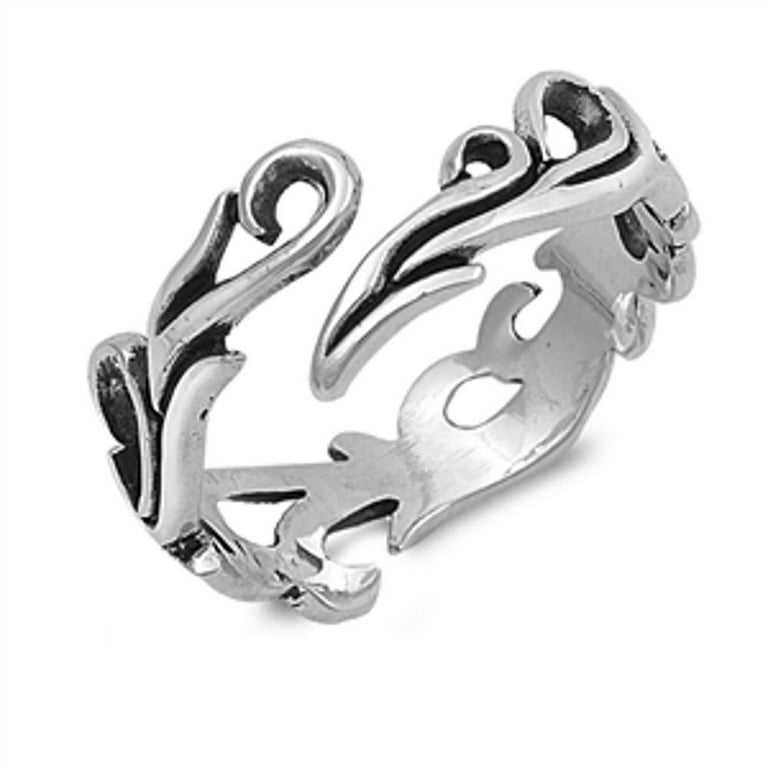 Sterling Silver Women s Fire Flame Ring 925 Band 5mm Jewelry Female Male Unisex Size 9