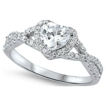 Sterling Silver Women's Flawless Colorless Cubic Zirconia Infinity Knot Wedding Promise Heart Ring (Sizes 4-10) (Ring Size 5)