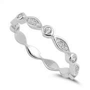 PRIME JEWELRY COLLECTION Sterling Silver Women's Flawless Colorless Cubic Zirconia Thumb Eternity Ring (Sizes 4-10) (Ring Size 10)