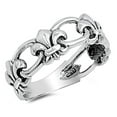 thumbnail image 1 of Sterling Silver Women's Fleur De Lis Link Ring 925 Band 6mm Jewelry Female Male Unisex Size 8, 1 of 4