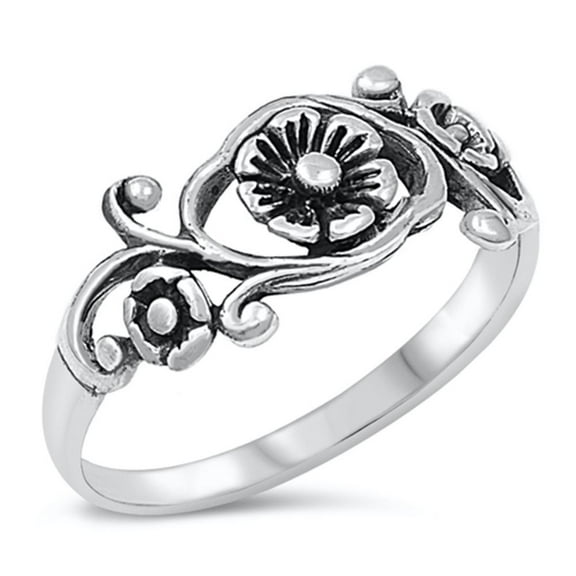 Sterling Silver Women's Flower Tulip Ring 925 Band 7mm Jewelry Female Male Unisex Size 6