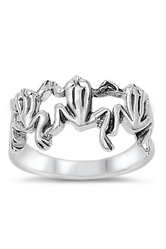 Sterling Silver Women's Frogs Ring 925 Band Jewelry Female Male Unisex Size 9