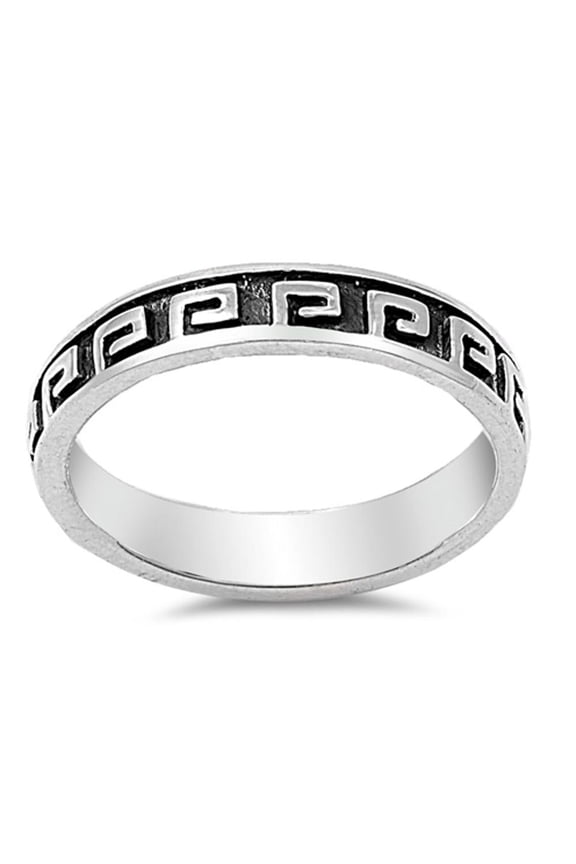 Sterling Silver Women's Greek Key Lock Ring 925 Band 6mm Jewelry Female Male Unisex Size 9