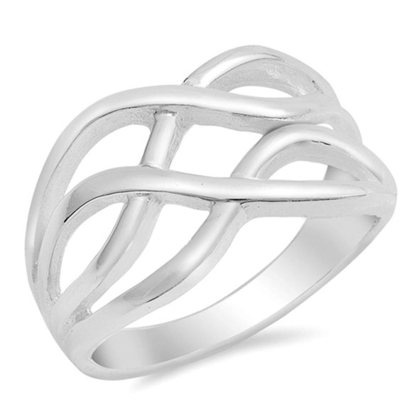 Sterling Silver Women's Knot Ring Wholesale 925 Band 12mm Jewelry Female Male Unisex Size 6
