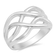SAC SILVER Sterling Silver Women's Knot Ring Wholesale 925 Band 12mm Jewelry Female Male Unisex Size 9
