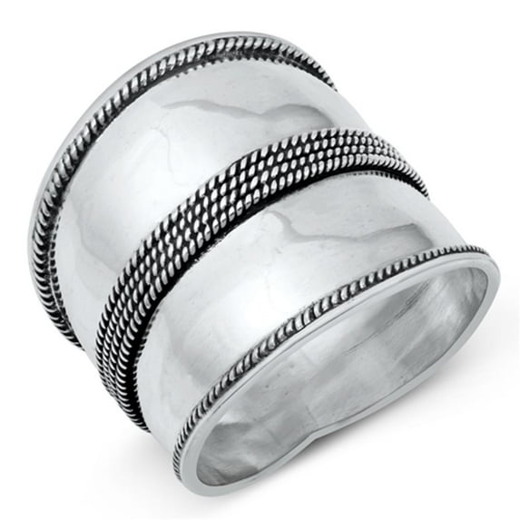 Sterling Silver Women's Large Bali Ring Wholesale 925 Band 22mm Jewelry Female Male Unisex Size 10
