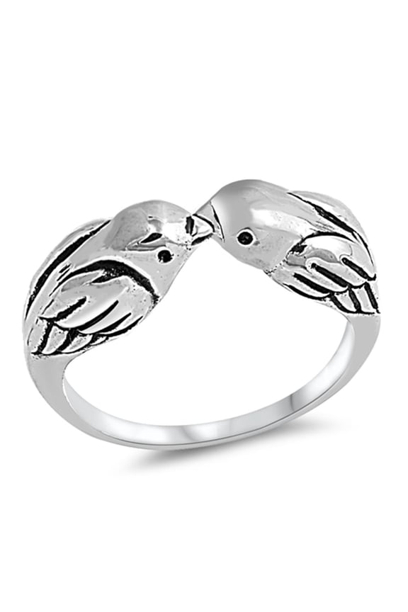 Sterling Silver Women's Love Birds Sparrows Ring 925 Band 6mm Jewelry Female Male Unisex Size 10