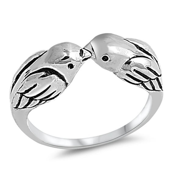 Sterling Silver Women's Love Birds Sparrows Ring 925 Band 6mm Jewelry Female Male Unisex Size 7