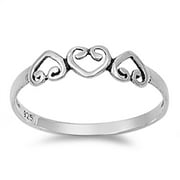 SAC SILVER Sterling Silver Women's Love Heart Ring 925 Band 4mm Jewelry Female Male Unisex Size 5
