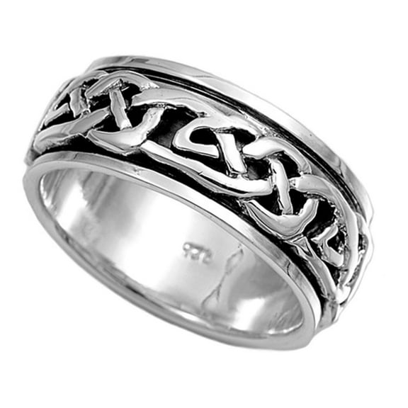 Sterling Silver Women's Men's Celtic Knot Ring Wholesale Band 8mm 925 Jewelry Female Male Size 9