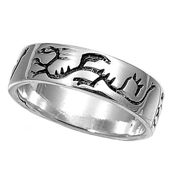 Sterling Silver Women's Men's Dragon Engraved Ring Band 6mm 925 Jewelry Female Male Unisex Size 7