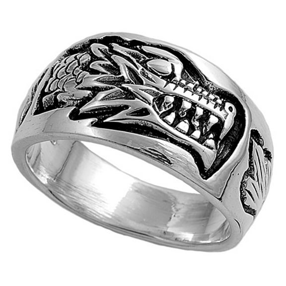 Sterling Silver Women's Men's Dragon Ring Wholesale 925 Band 12mm Jewelry Female Male Unisex Size 10