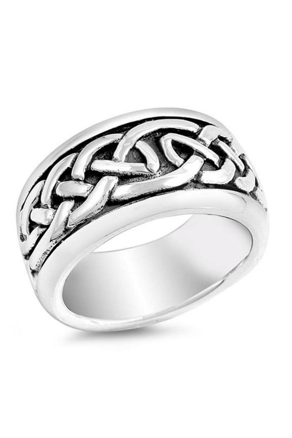 Sterling Silver Women's Men's Heavy Celtic Ring Pure 925 Band 10mm Jewelry Female Male Size 12